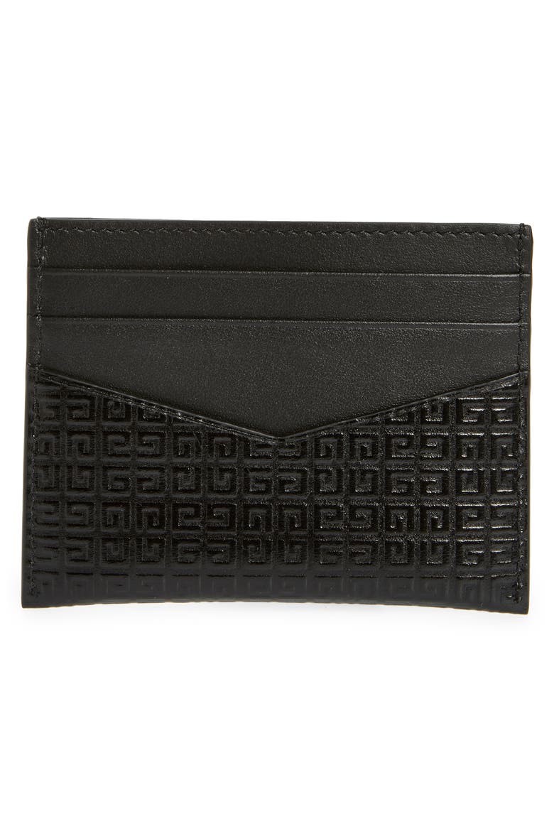 4G-Motif Leather Card Case, Alternate, color, BLACK