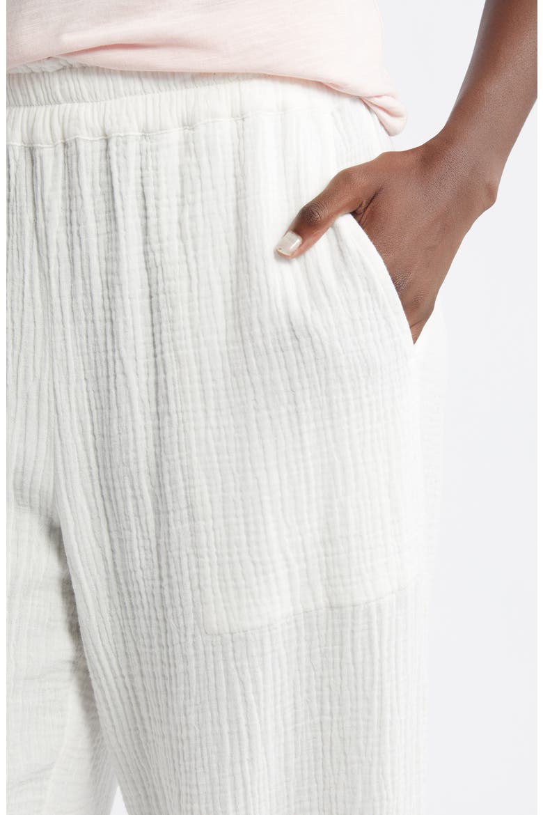 Leon Crinkled Organic Cotton Crop Pants, Alternate, color, WHITE