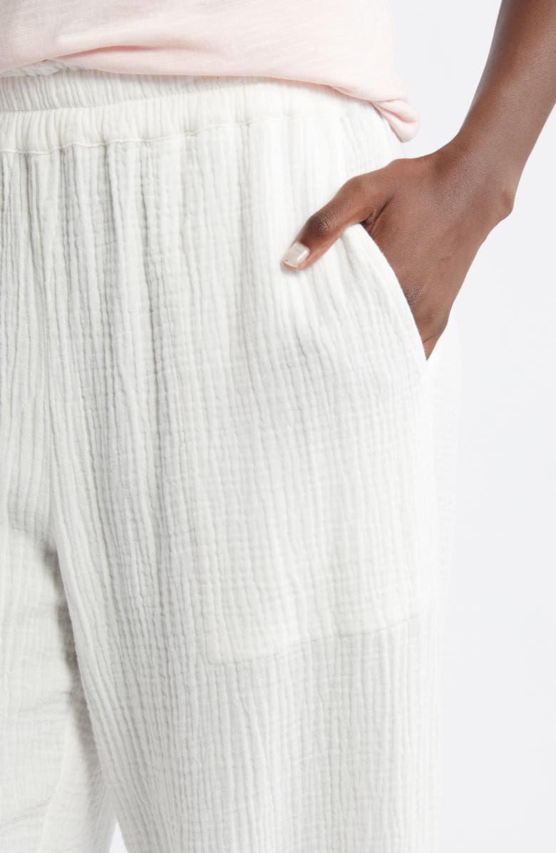 Rails Leon Crinkled Organic Cotton Crop Pants, Alternate, color, White