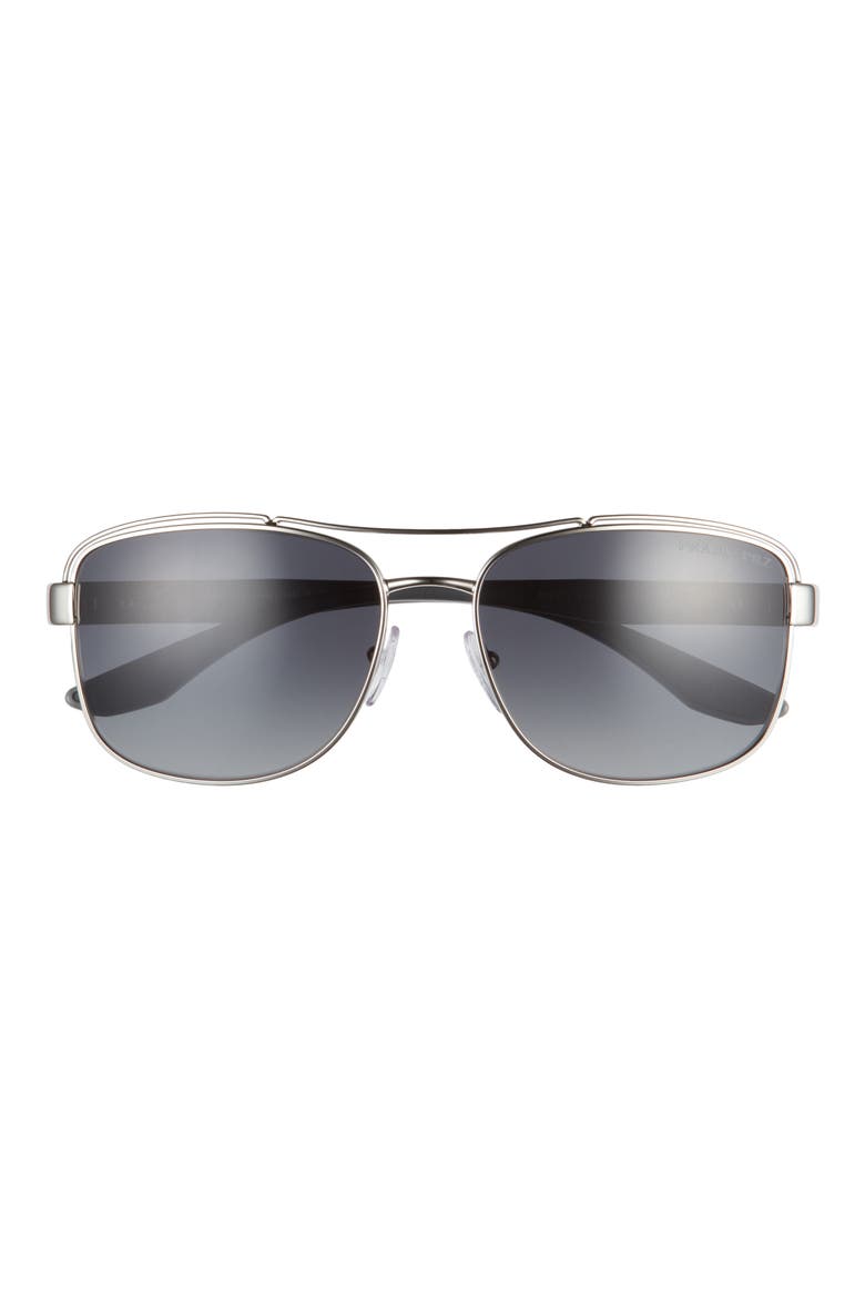 61mm Polarized Navigator Sunglasses, Main, color, SILVER/ GREY GRADIENT