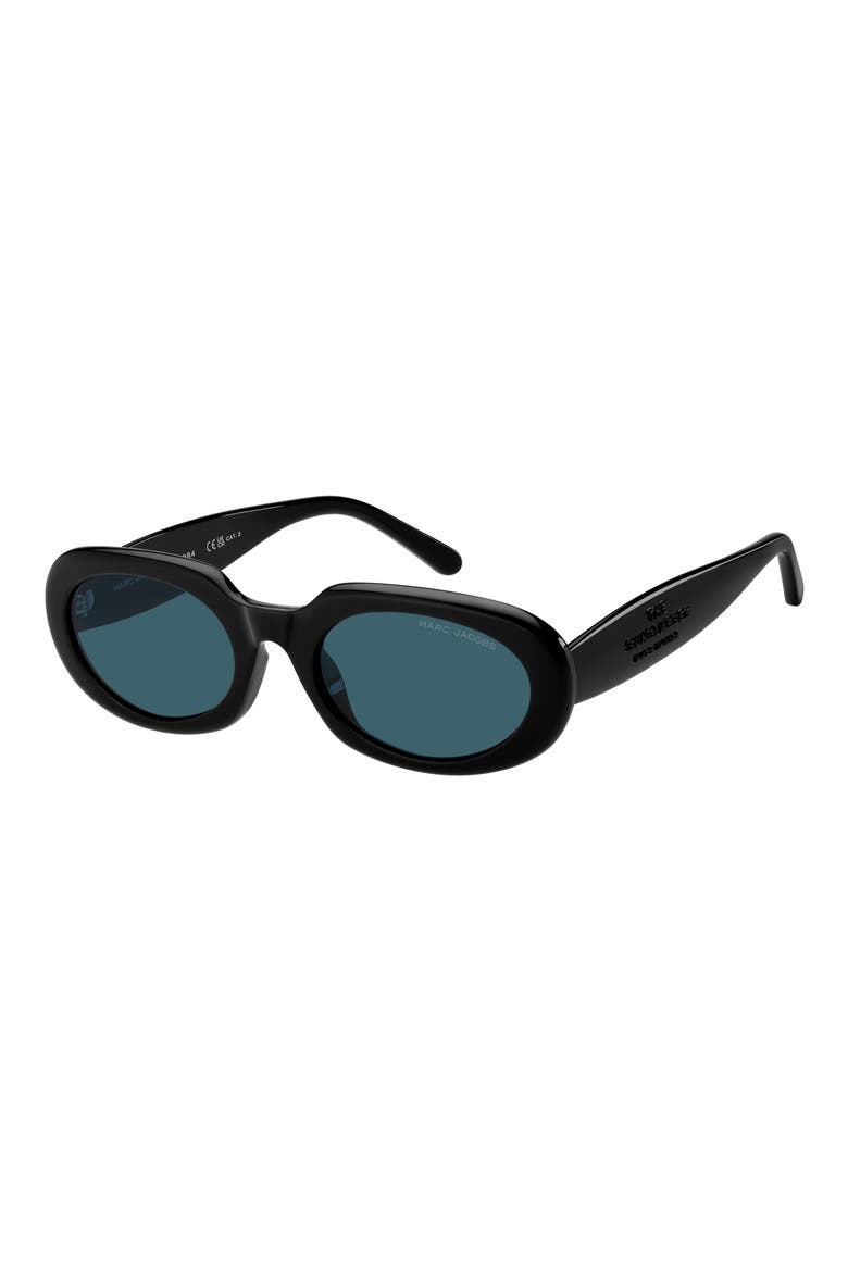 53mm Oval Sunglasses, Alternate, color, BLACK/ BLUE