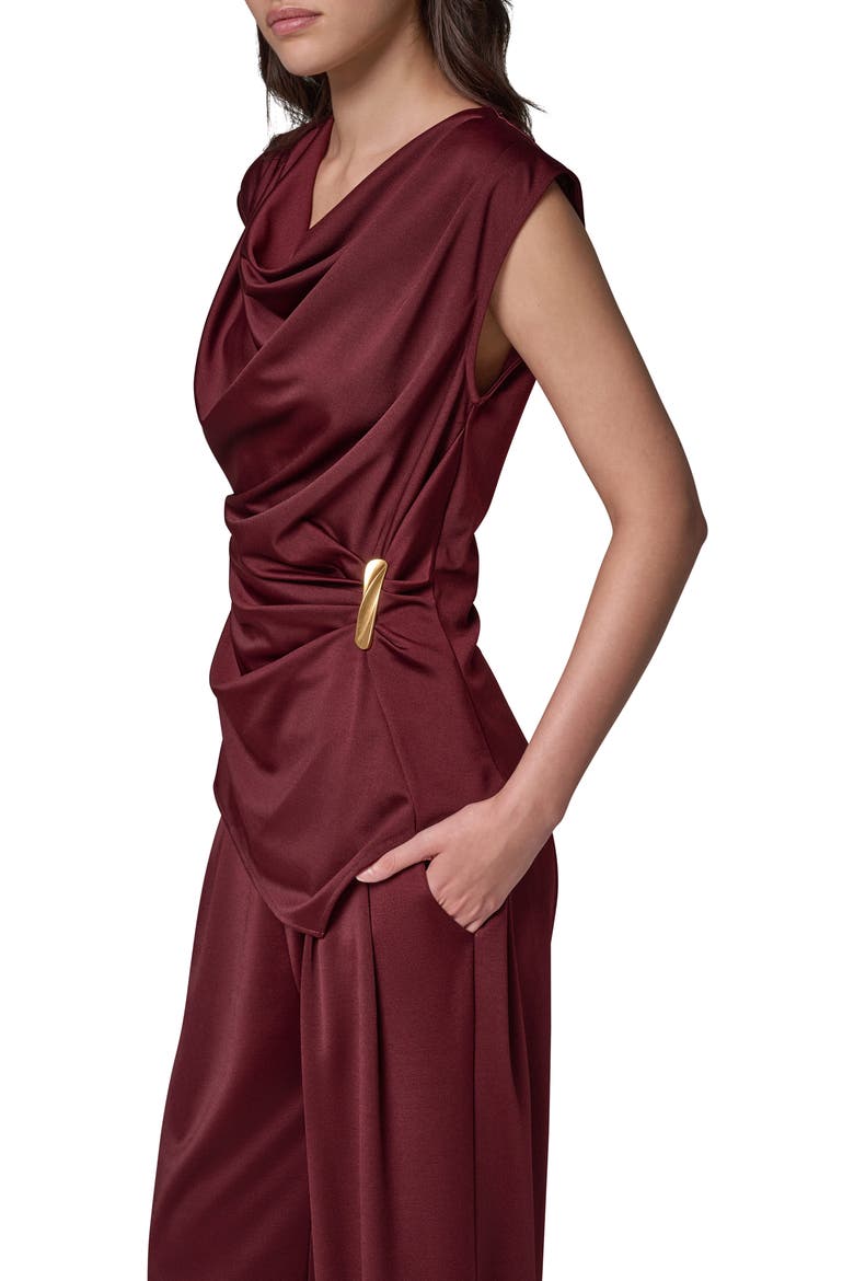 Cowl Neck Sleeveless Top, Alternate, color, BLK CHERRY