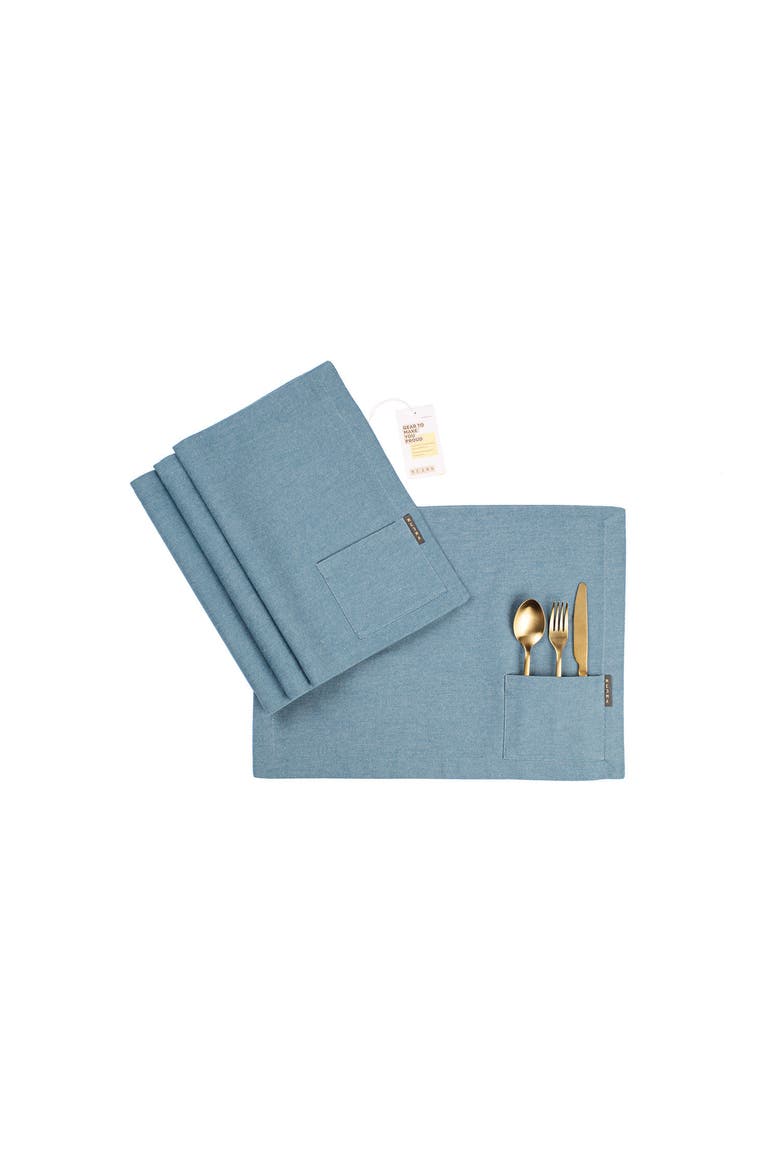 Cotton Cloth Placemats - Set of 4, Main, color, Twill Blue