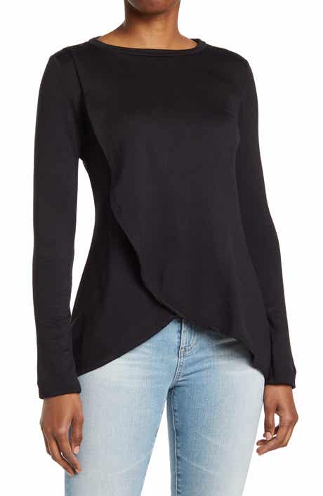 GO COUTURE Long Sleeve Cross Hem Shirt