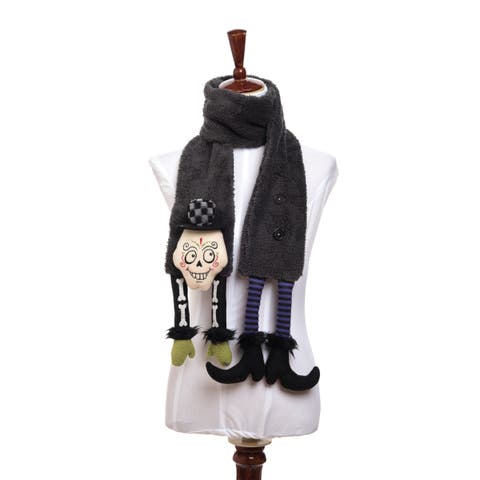 68" Happy Silly Skull Whimsical Easy Fun Decorative Women's Halloween Costume Scarf