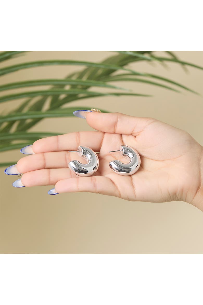 Silver Chunky Hoop Earrings, Alternate, color, Silver
