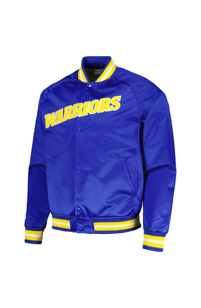 Mitchell & Ness Men's Mitchell & Ness Royal Golden State Warriors Hardwood Classics  Throwback Wordmark Raglan Full-Snap Jacket, Alternate, color, 