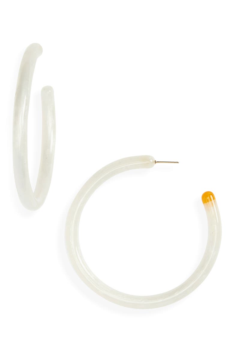 Large Geneva Tubular Hoop Earrings, Main, color, PEARL