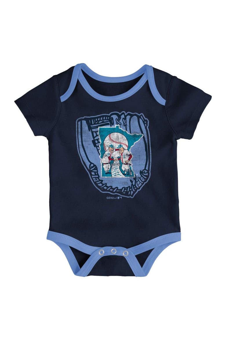 Infant Navy/Light Blue/Cream Minnesota Twins Future #1 3-Pack Bodysuit Set, Alternate, color, Navy