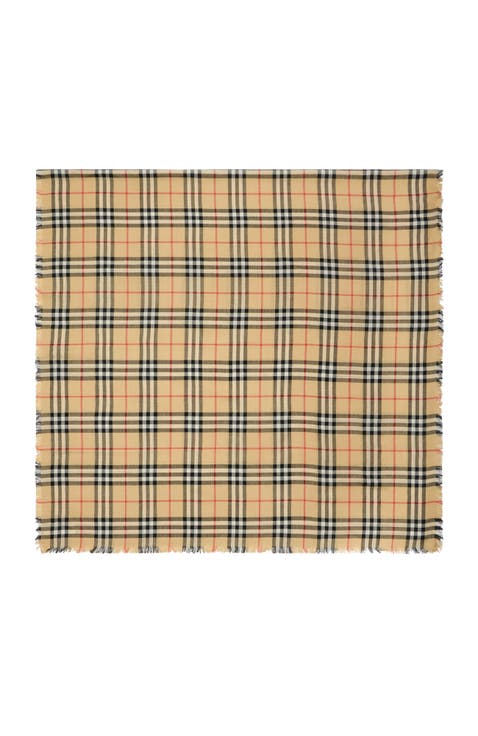 Check Cashmere Silk Scarf