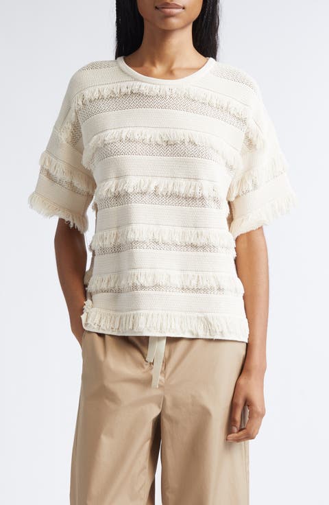 Garza Openwork Fringe Sweater