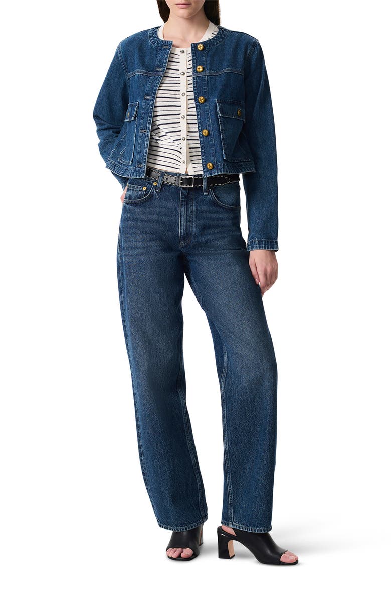 rag & bone Dina Stripe Short Sleeve Cardigan, Alternate, color, 