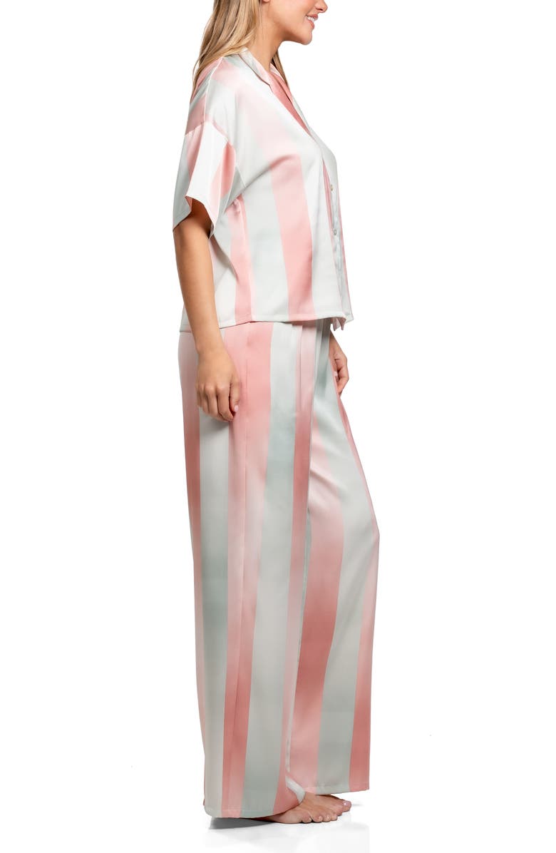 Midnight Bakery Ombré Stripe Button-Up Top & Pants Pajamas, Alternate, color, Mint