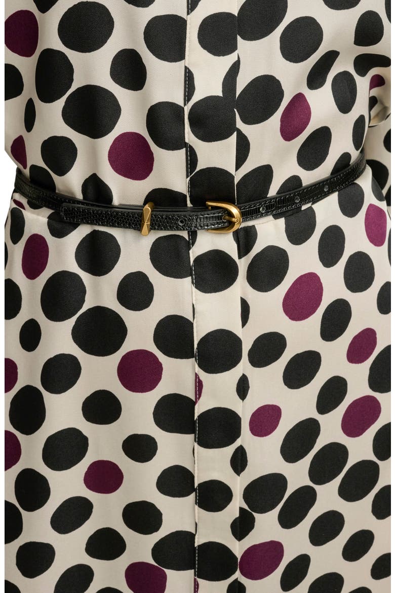 Mixed Dot Long Sleeve Belted Midi Shirtdress, Alternate, color, LIGHT CANVAS/ BERRY MULTI