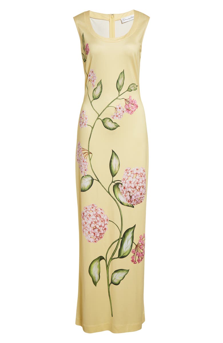 Oscar de la Renta Porcelain Flower Jersey Maxi Dress, Main, color, Pink/ Butter