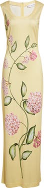 Oscar de la Renta Porcelain Flower Jersey Maxi Dress