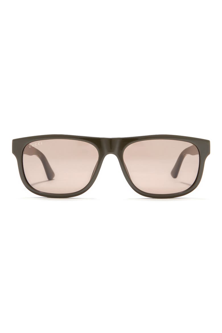 58mm Rectangular Sunglasses, Main, color, DK GREEN