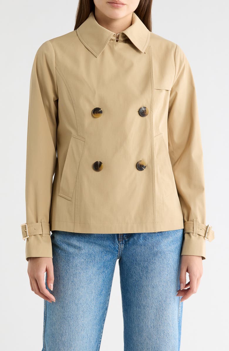 Michael Kors Short Trench Coat, Alternate, color, Khaki