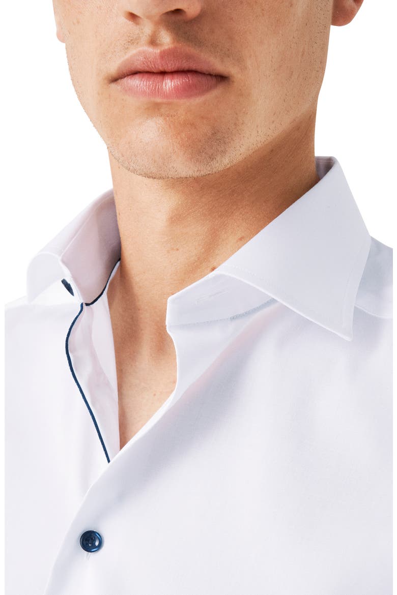Slim Fit Cotton Twill Dress Shirt, Alternate, color, WHITE/NAVY