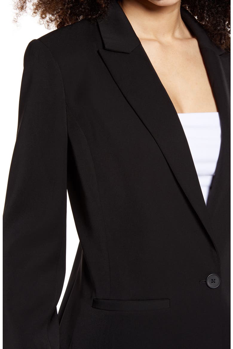 Tailored Single Button Blazer, Alternate, color, BLACK