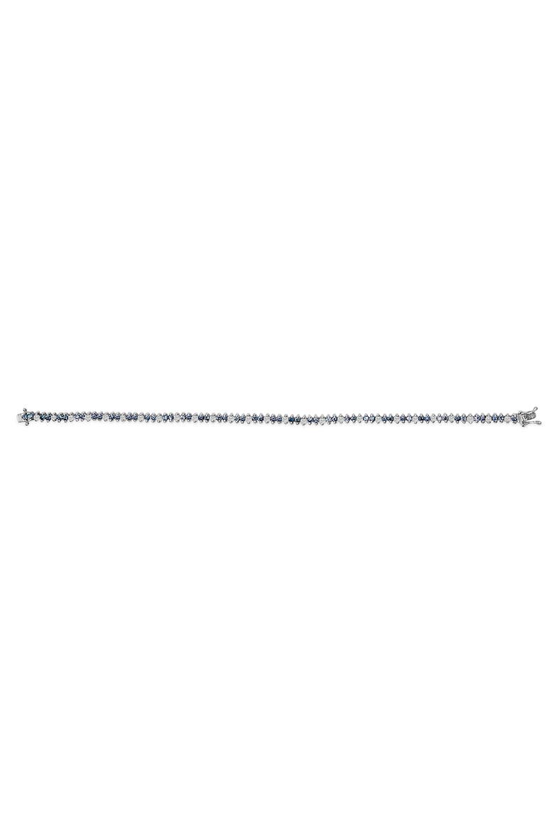 14K White Gold 3.70 cttw white and Blue Diamond Fashion Bracelet, Alternate, color, White