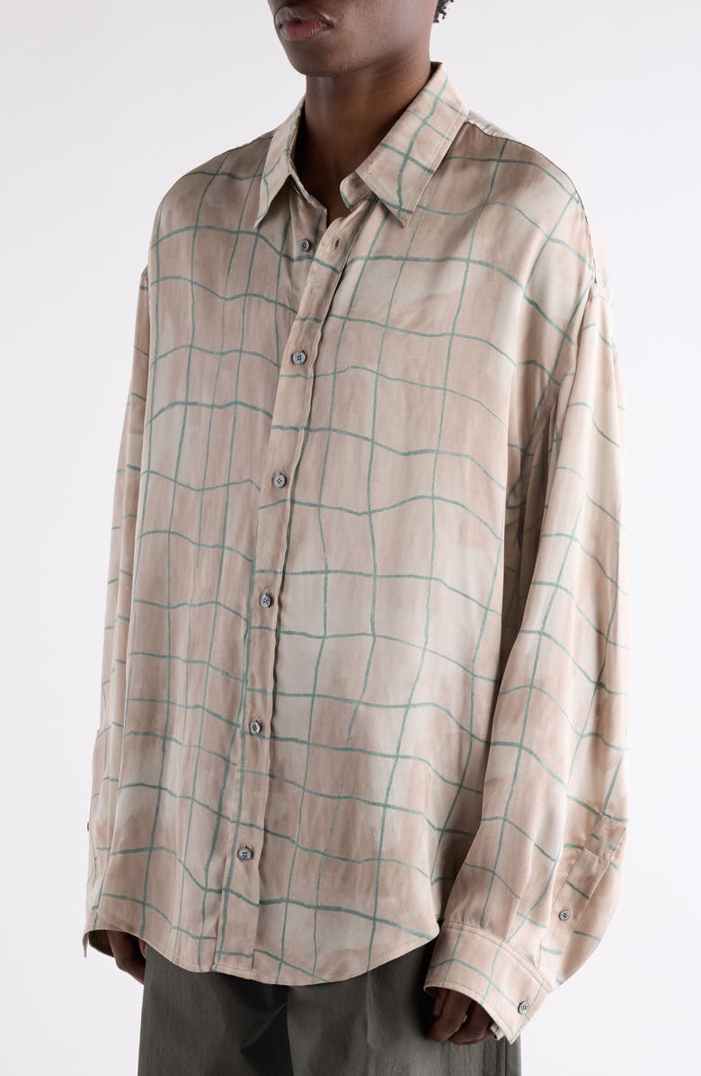 Acne Studios Setar Paint Check Button-Up Shirt, Alternate, color, Pink/ Grey