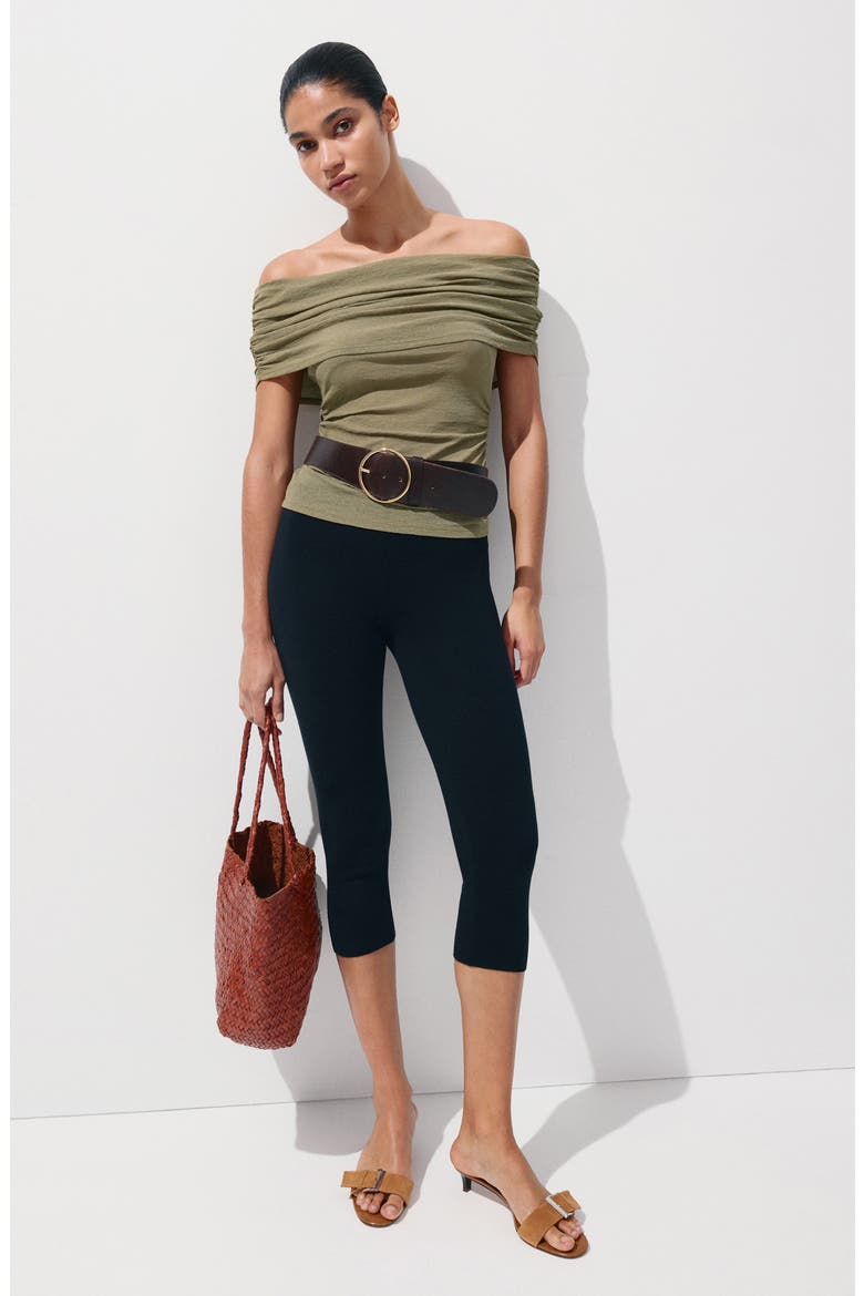 Ruched Boat Neck Sleeveless Top, Alternate, color, KHAKI GREEN