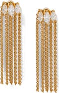 Nadri Crystal Embellishe Chain Fringe Drop Earrings