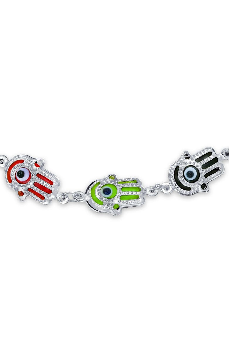BLING JEWELRY Hamsa Hand Evil Eye Bracelet, Alternate, color, Multi-Color