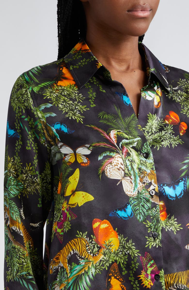 L'AGENCE Tyler Print Silk Shirt, Alternate, color, 