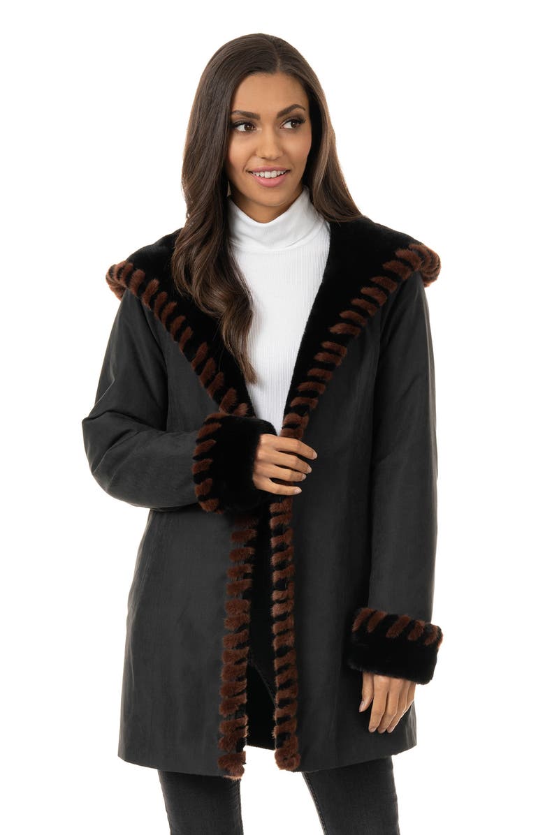 DONNA SALYERS FABULOUS FURS Faux Fur Trimmed Coat, Alternate, color, 