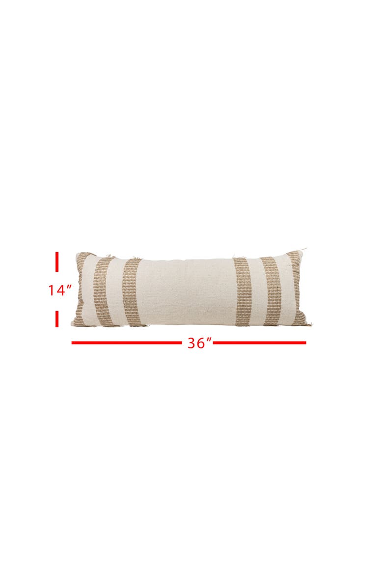 Tan Outer Striped Handwoven Filled Pillow, 14" x 36", Alternate, color, Beige