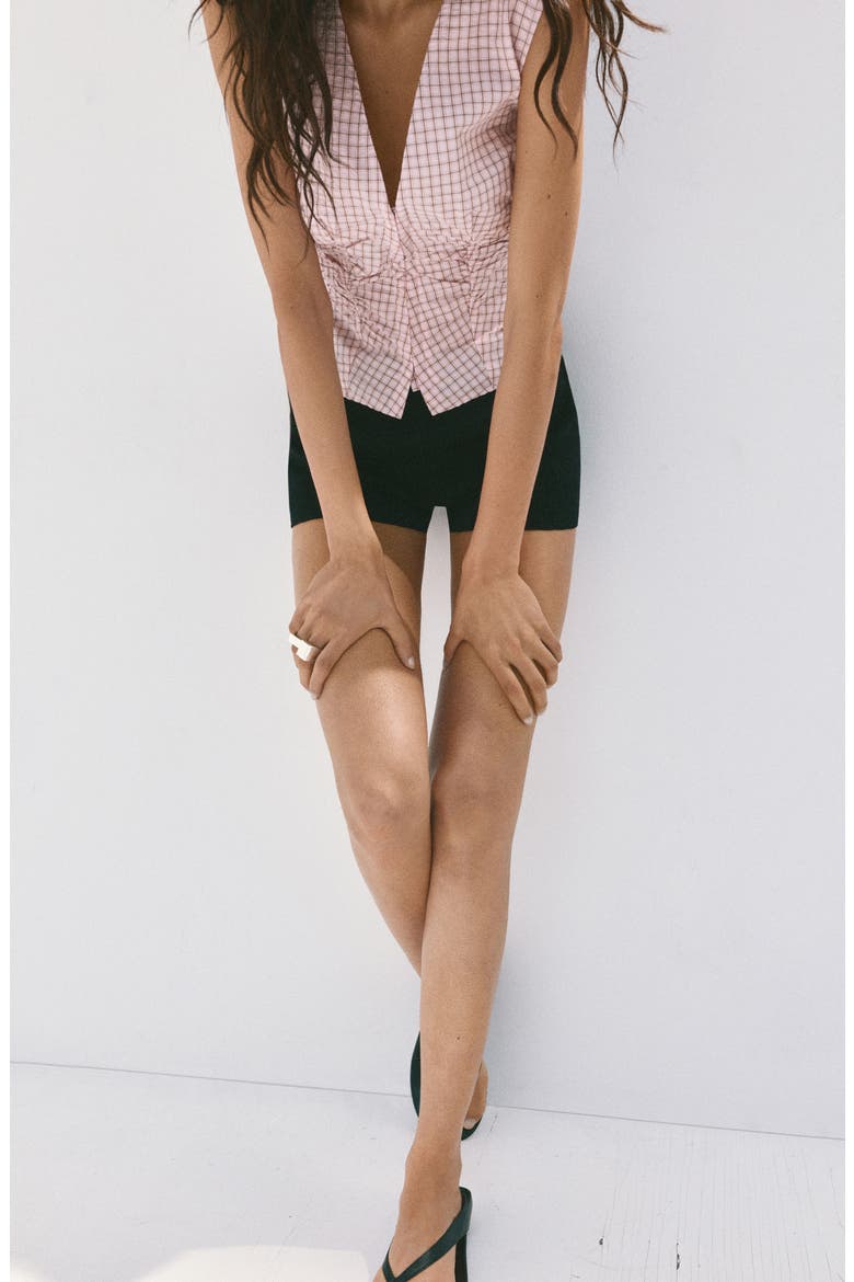 Check V-Neck Sleeveless Top, Alternate, color, PASTEL PINK