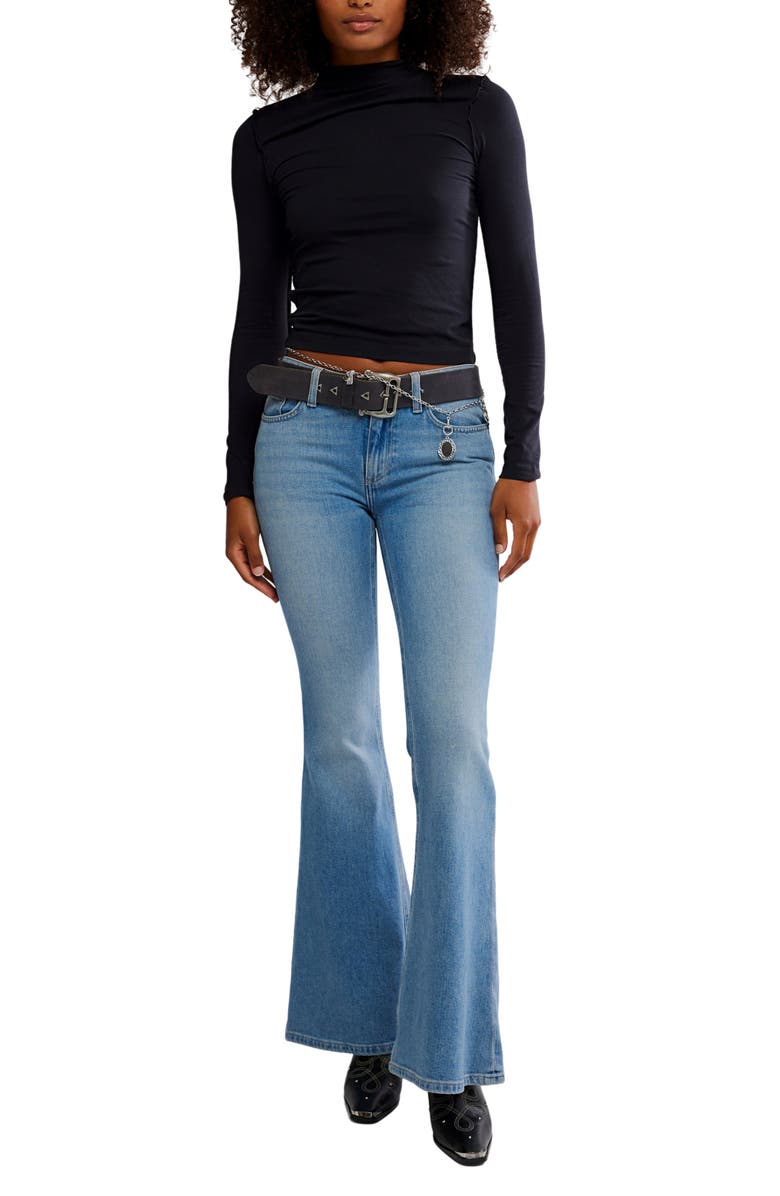 Free People Kenzie Funnel Neck Stretch Cotton Top, Alternate, color, Black