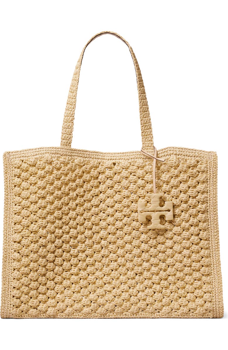 Tory Burch Ella Hand Crochet Straw Bag, Main, color, Natural