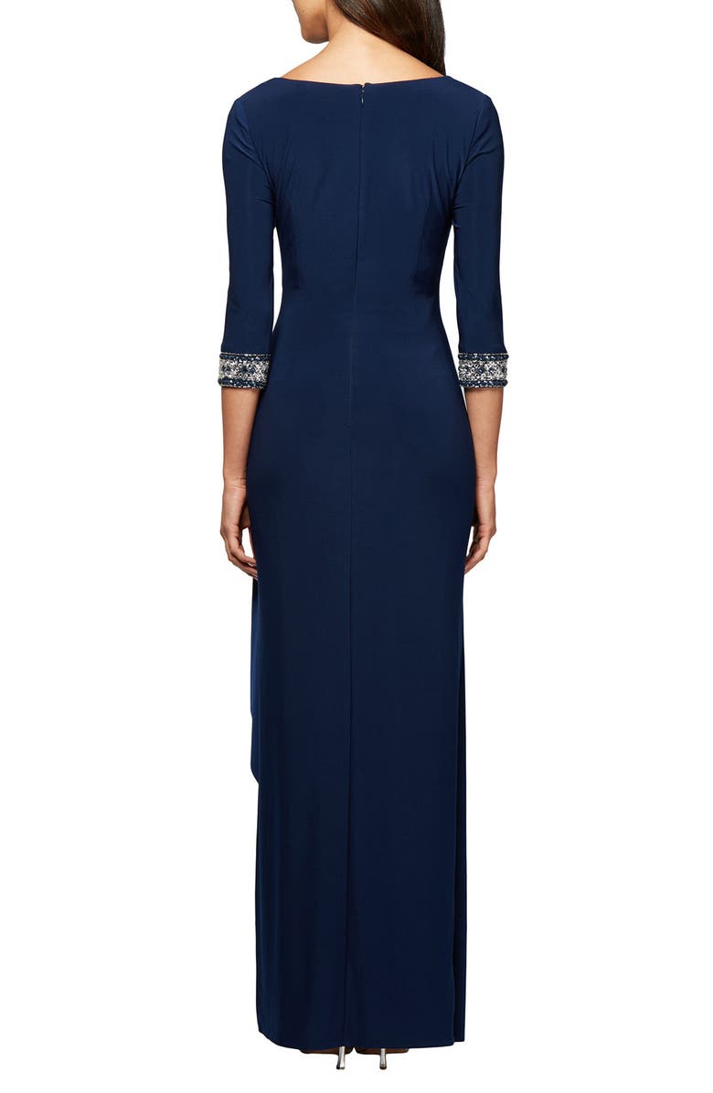 Alex Evenings Jeweled Cuff Column Formal Gown, Alternate, color, Cobalt