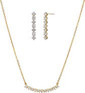 Bearfruit Jewelry Sterling Silver 18k Gold Plated Josephine Tennis Necklace & Earrings Set Minimalist