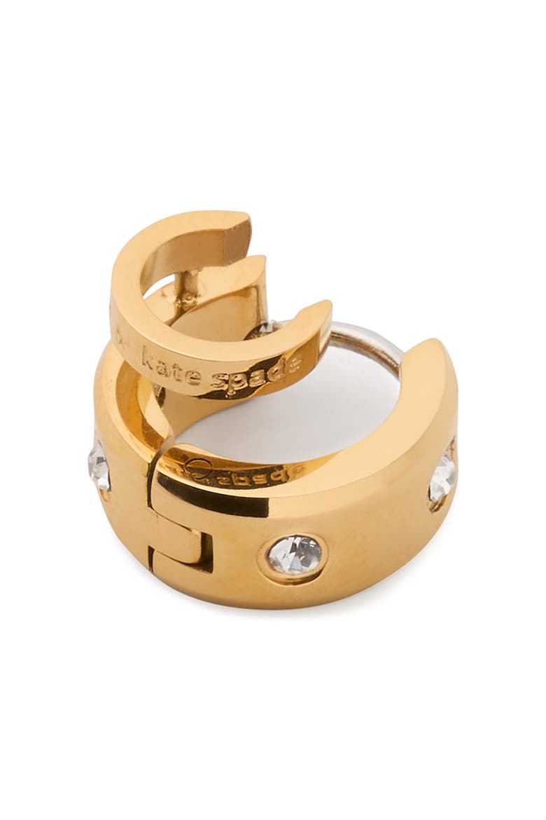 set in stone double huggie hoop earrings, Alternate, color, GOLD CLEAR