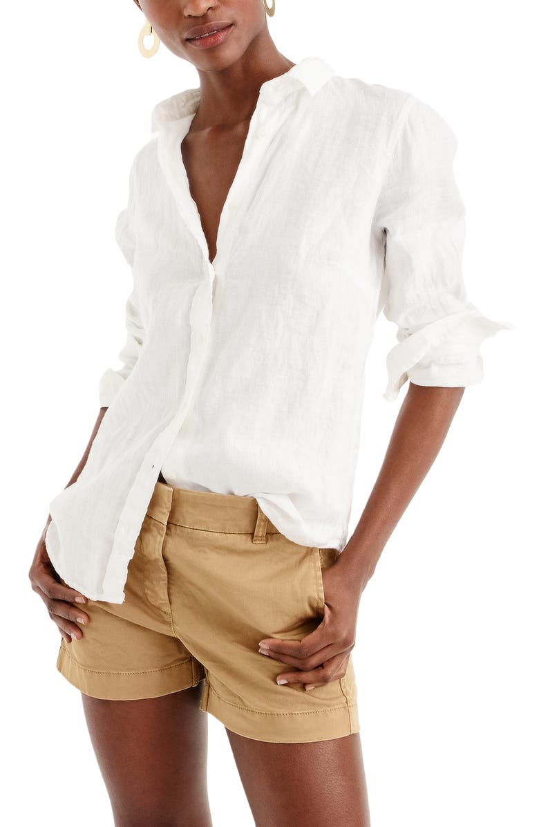 J.Crew Slim Fit Perfect Piece-Dyed Irish Linen Shirt, Main, color, 