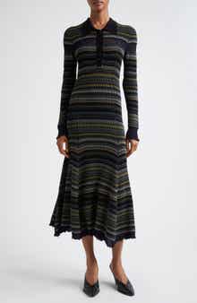 3.1 Phillip Lim Stripe Long Sleeve Knit Shirtdress