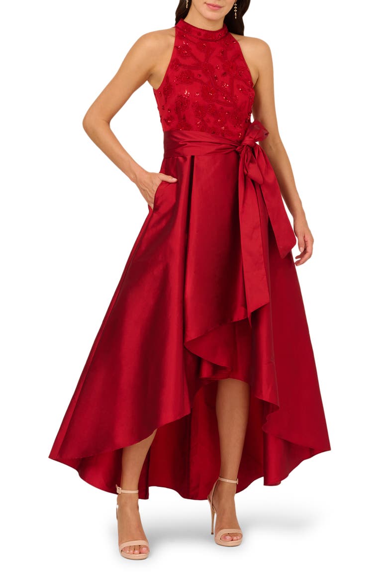 floral embroidered high low dress Teri Jon Embroidered Floral High Low Fit N Flare Dress Size 4