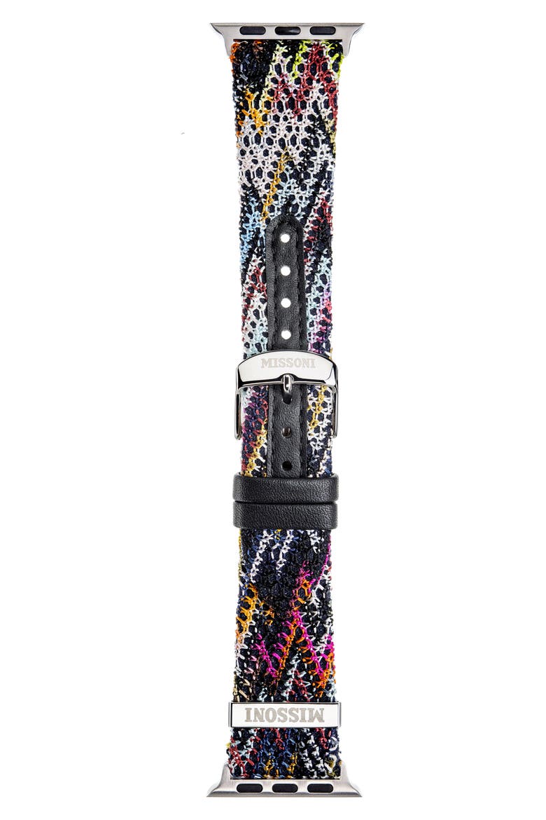 Zigzag Leather 22mm Apple Watch® Watchband, Main, color, MULTI