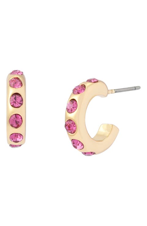 Stone Huggie Hoop Earrings