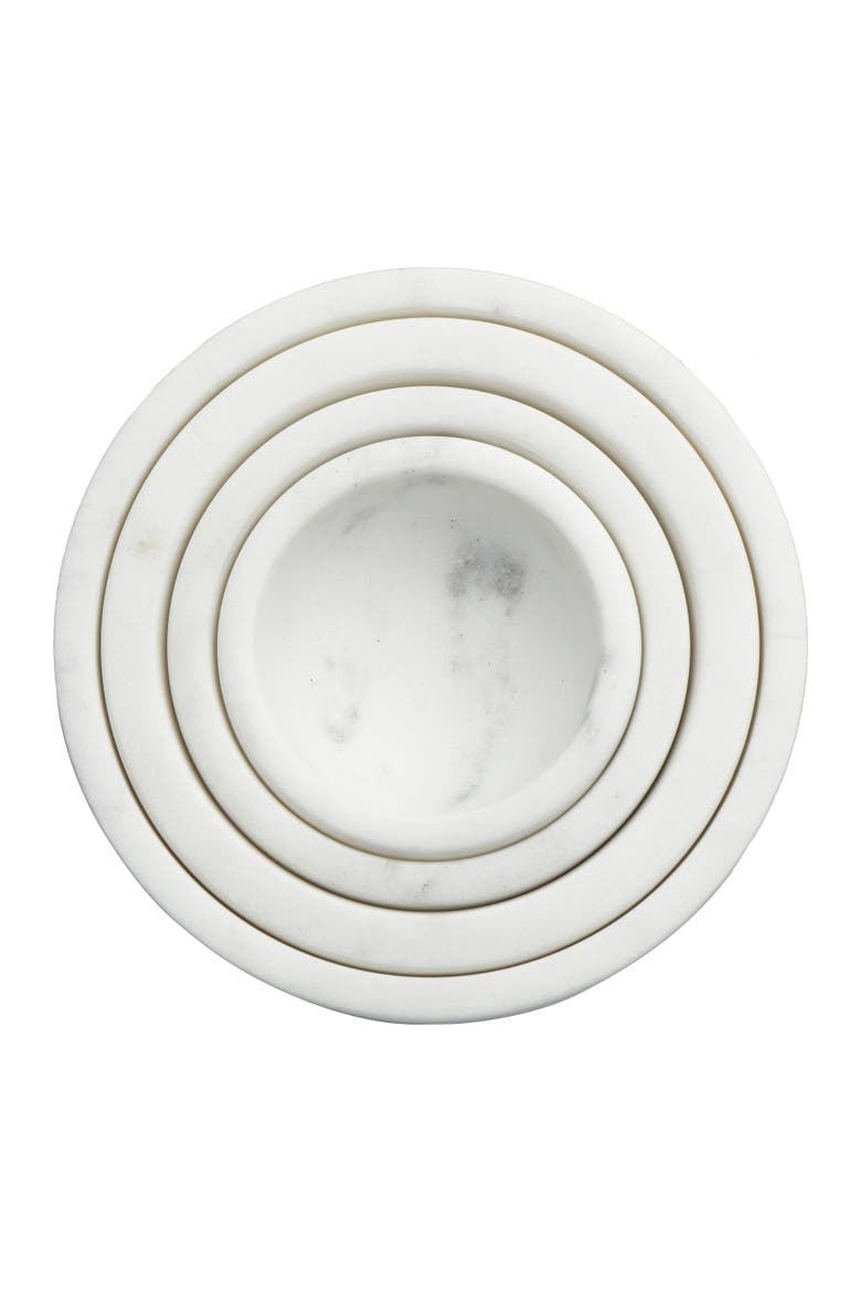 White Marble Bowls, Set of 4, Alternate, color, White