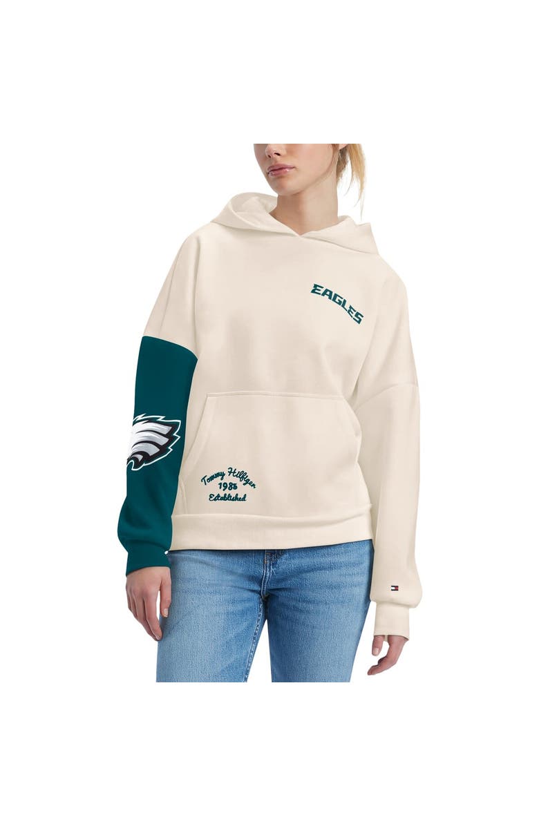 Tommy Hilfiger Women's Tommy Hilfiger Cream/Midnight Green Philadelphia Eagles Harriet Pullover Hoodie, Main, color, 