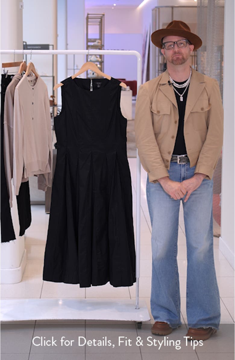 Pleated Poplin Midi Dress, sales video thumbnail