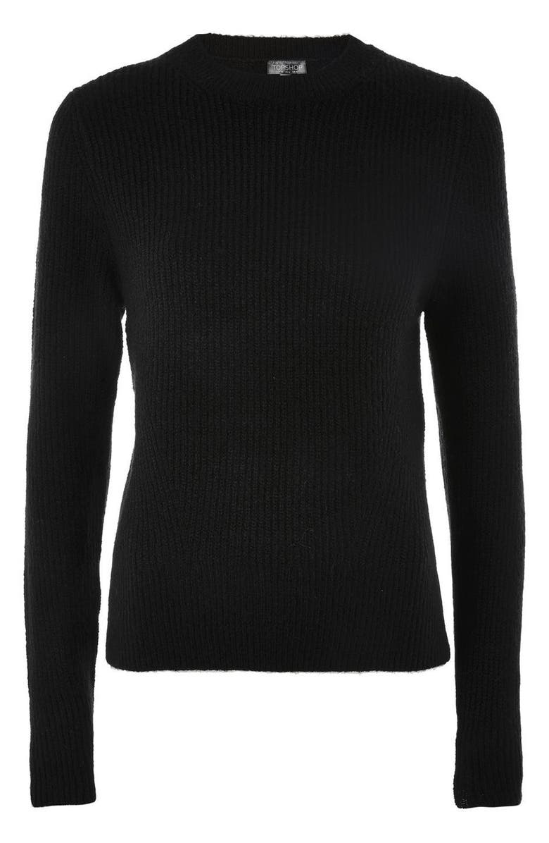Topshop Ribbed Crewneck Sweater, Alternate, color, 