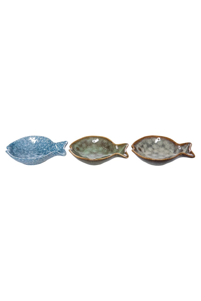 Fish Accent Dish Plates Set of 3, Alternate, color, Green