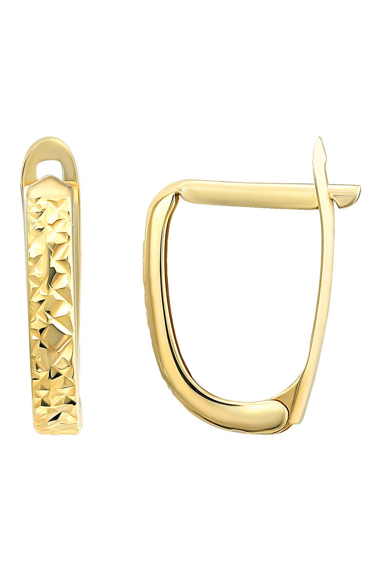 14K Gold Diamond Cut Oval Huggie Hoop Earrings, Main, color, GOLD