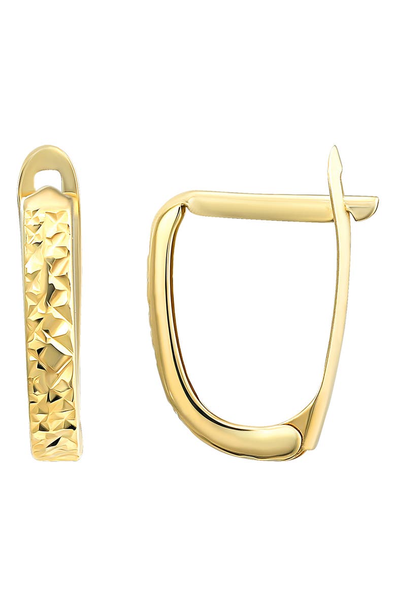 CANDELA JEWELRY 14K Gold Diamond Cut Oval Huggie Hoop Earrings, Main, color,